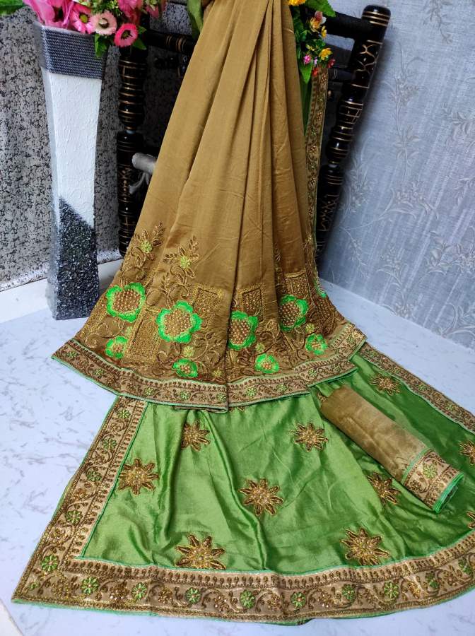 Raja Rani Designer Vichitra Silk Saree with Bangalori Silk Bouse and  Embroidery Lace Border Work Saree Collections
